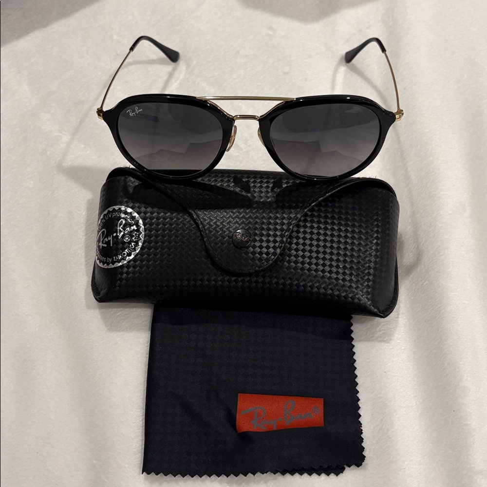 Ray-Ban Gold and Black Sunglasses with Case